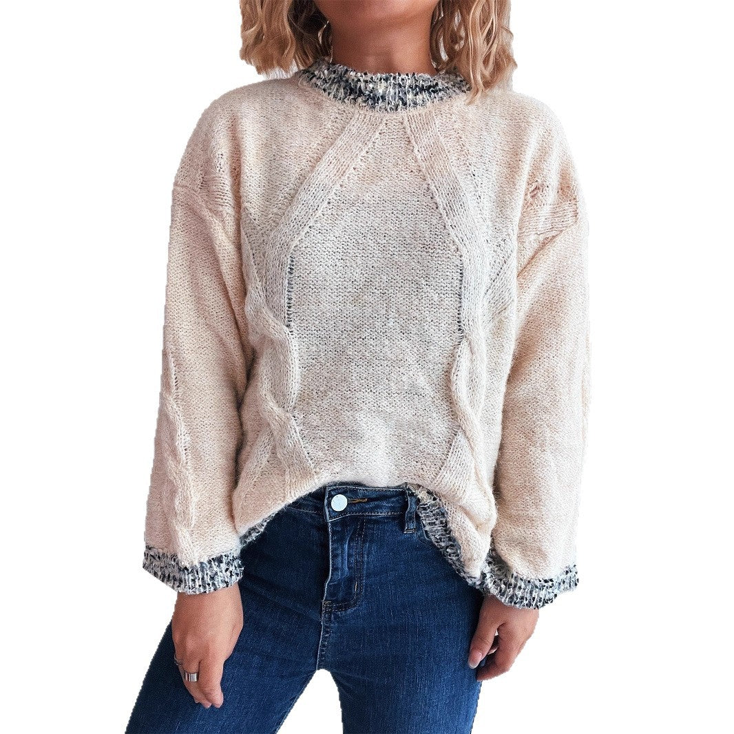 Damen Grobstrickpullover mit strukturiertem Zopfdesign und weitem Schnitt EB