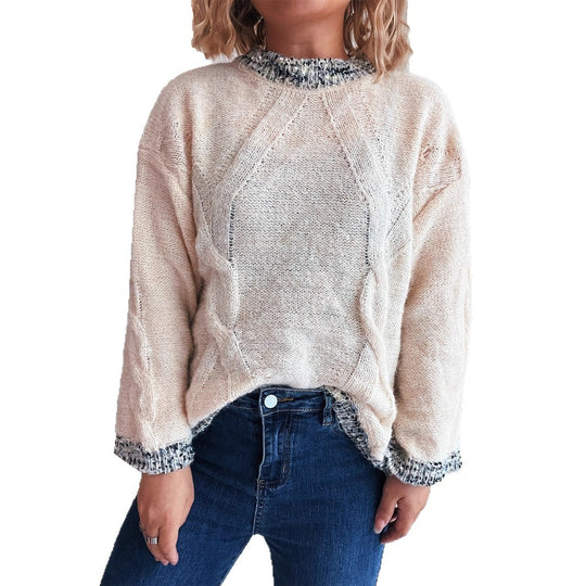 Damen Grobstrickpullover mit strukturiertem Zopfdesign und weitem Schnitt EB