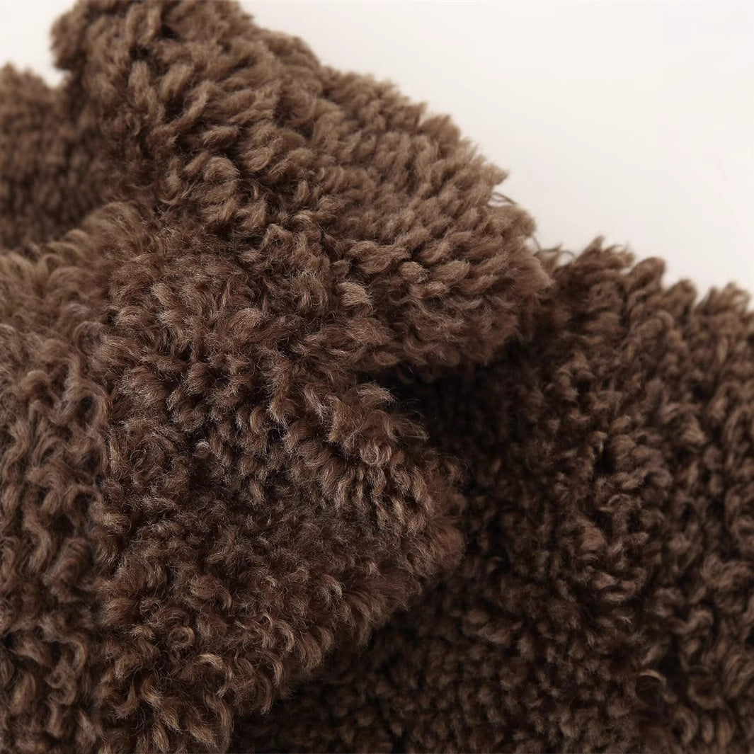 Damen Teddyfelljacke mit stylischem Kragen EB