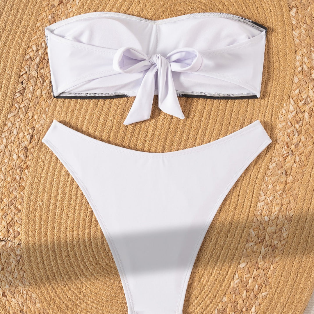 Damen Bandeau-Bikini mit kreativem Druck EB