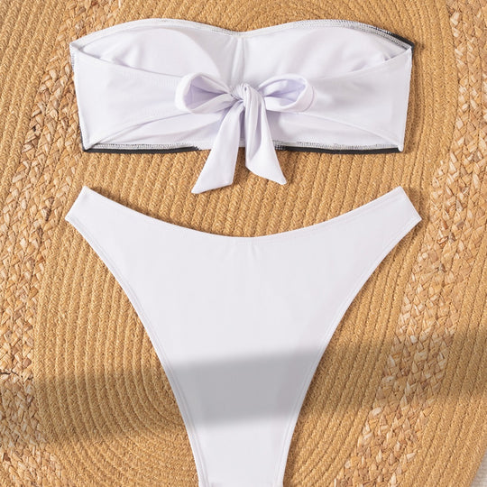 Damen Bandeau-Bikini mit kreativem Druck EB