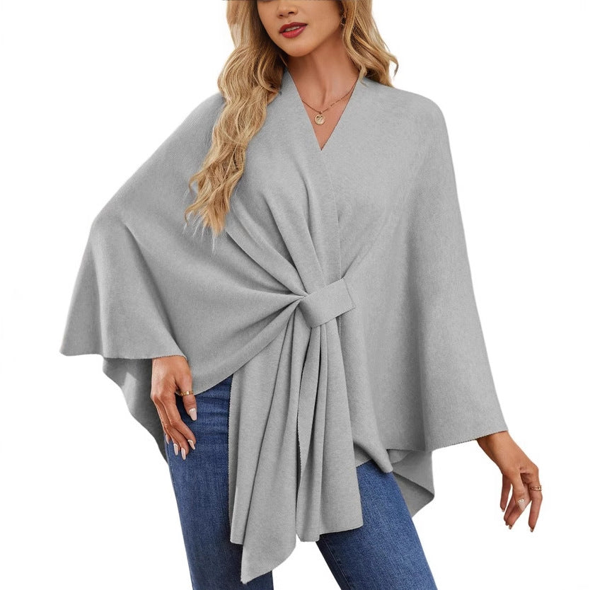 Damen Eleganter Wickelpullover mit asymmetrischem Schnitt EB