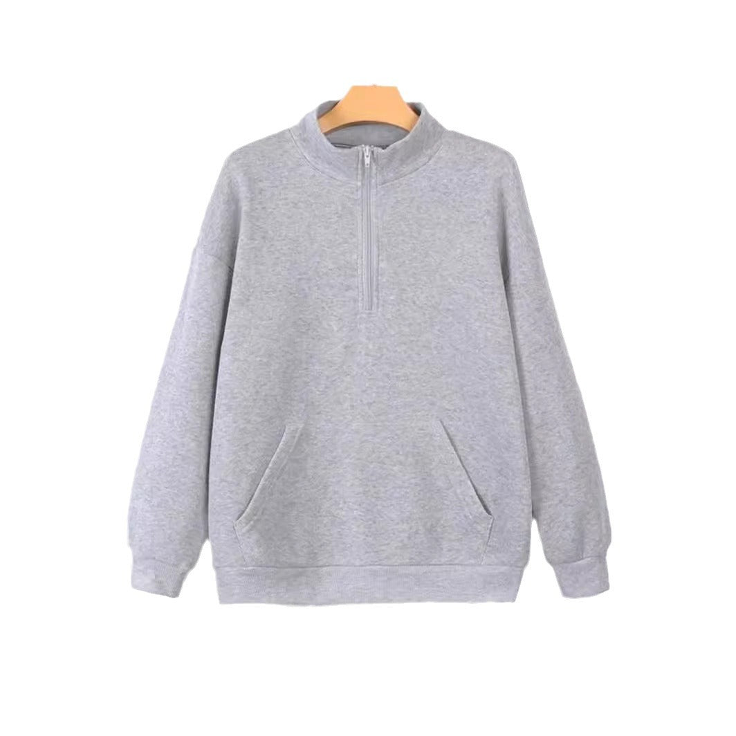 Damen bequemer Stehkragen Pullover EB