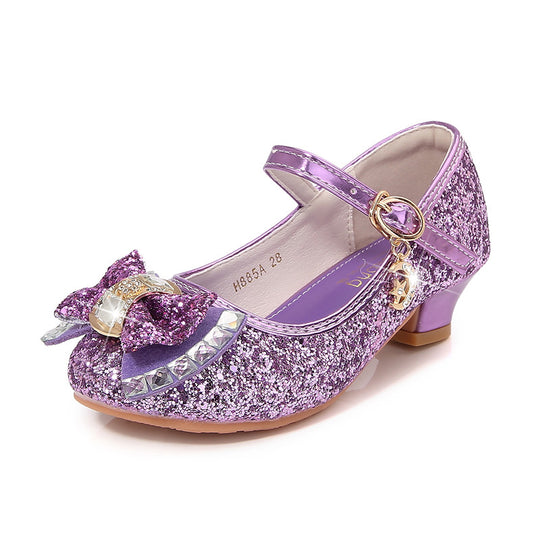 Mädchen Elegante Glitzer Ballerinas mit dekorativer Schleifen- und Strassapplikation EB
