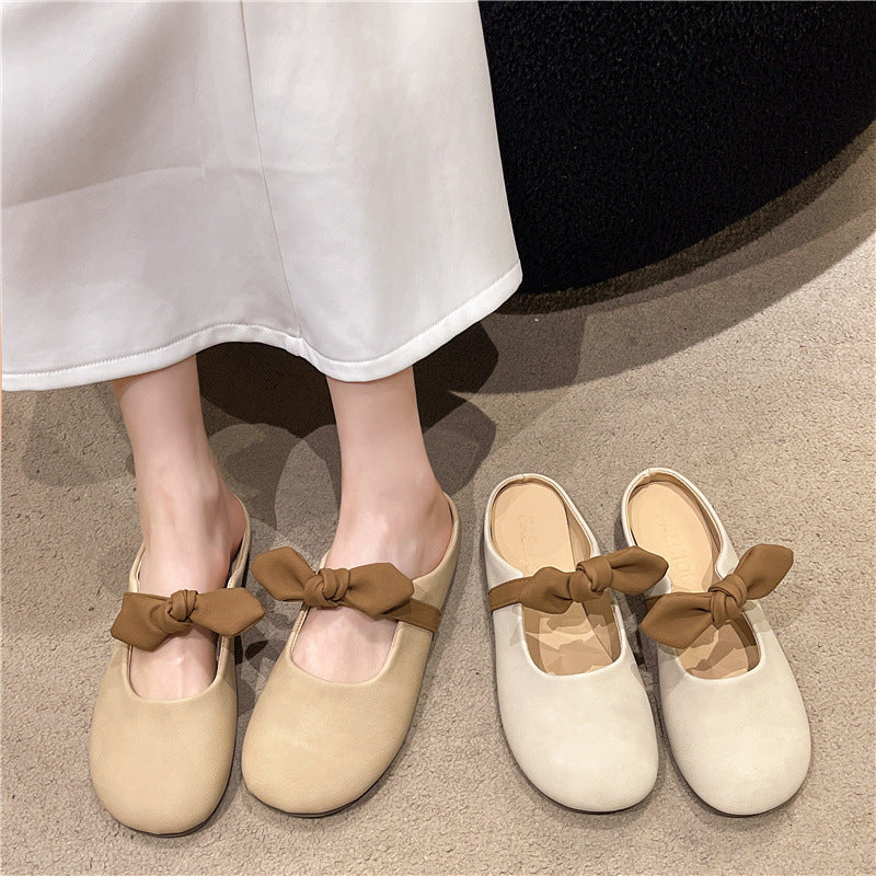 Damen Bequeme Mules mit dekorativem Schleifen-Detail EB