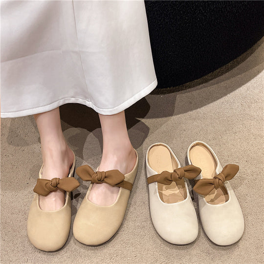 Damen Bequeme Mules mit dekorativem Schleifen-Detail EB