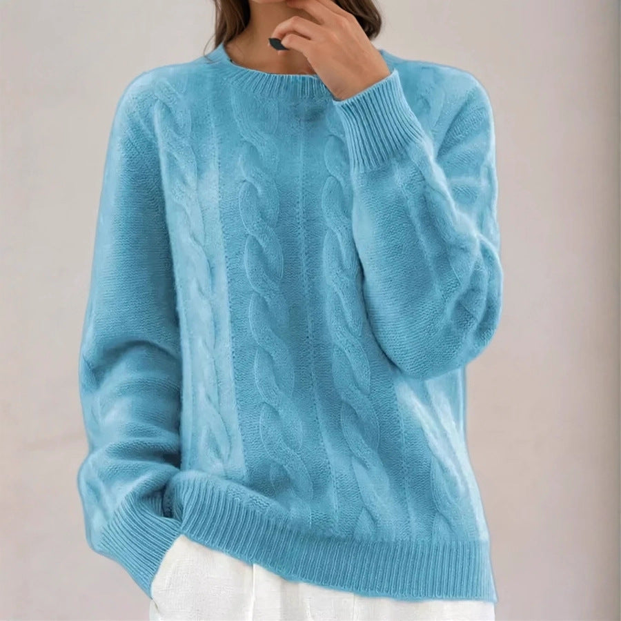 Damen Kuscheliger Zopfmuster-Feinstrickpullover mit legerer Passform EB