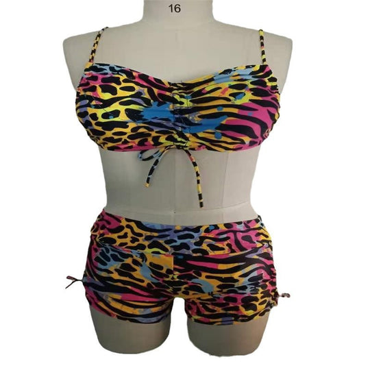 Damen Bikiniset mit raffinierter Schnürung und tierischem Print EB
