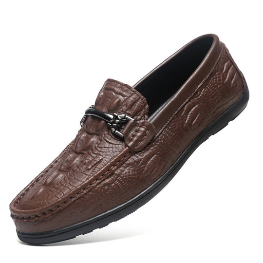 Herren elegante Mokassins im modernen Krokodil-Look EB