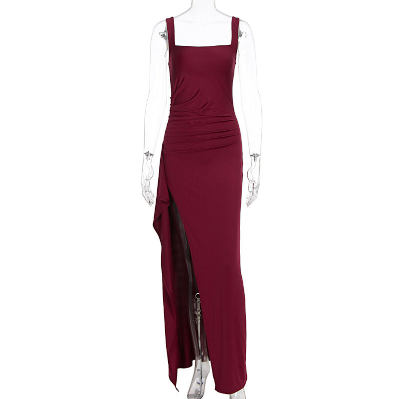 Damen Elegantes Maxikleid mit seitlichem Schlitz und raffinierten Raffungselementen EB