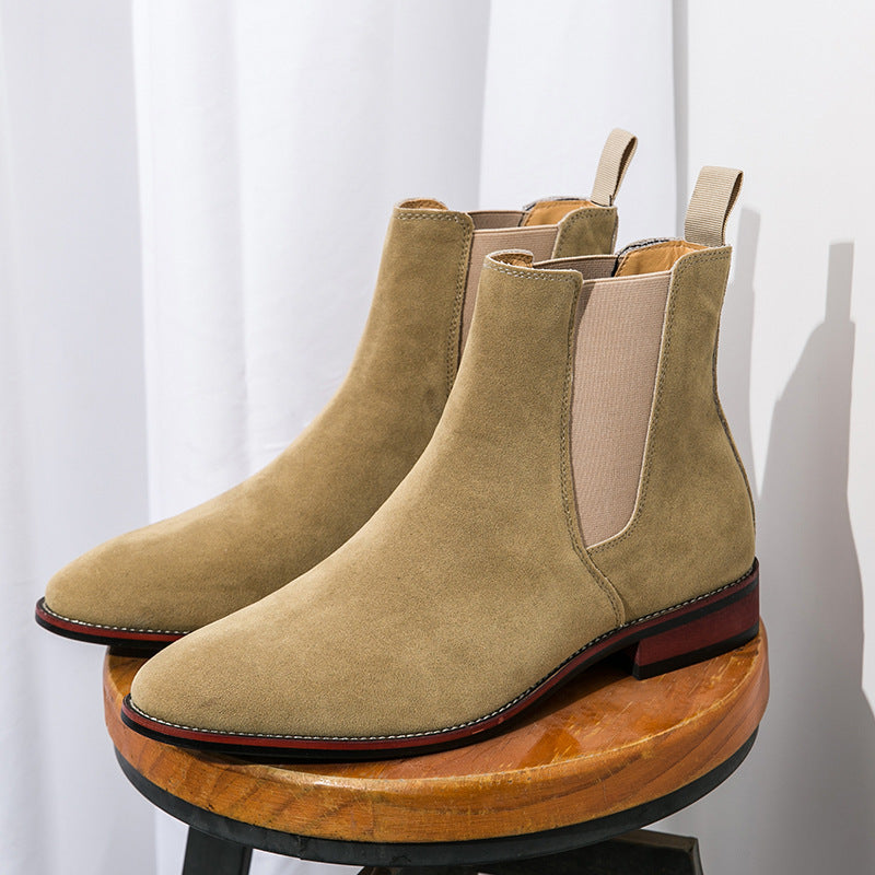 Damen elegante Chelsea-Stiefel aus weichem Wildleder mit elastischen Einsätzen EB