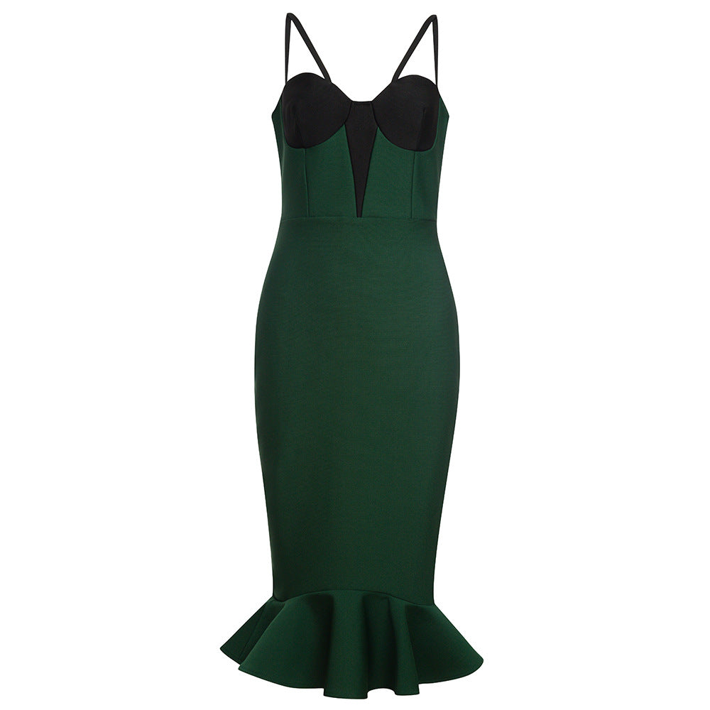 Damen figurbetontes Kleid mit attraktivem Flügel-Rock EB
