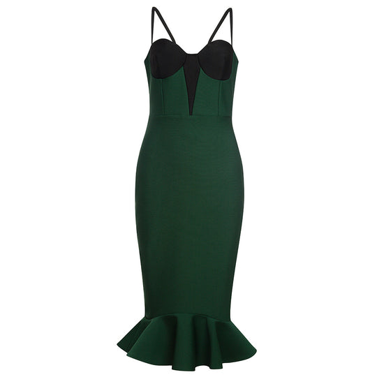 Damen figurbetontes Kleid mit attraktivem Flügel-Rock EB