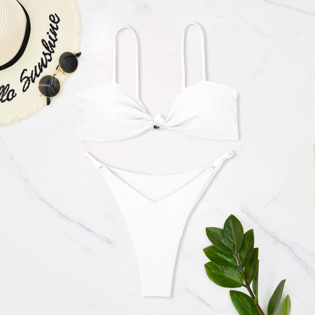 Damen Bandeau-Bikini mit trendigem Knoten-Design und hautfreundlichem Material EB
