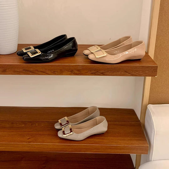 Damen elegante Ballerinas mit modischem Schnallenverschluss EB