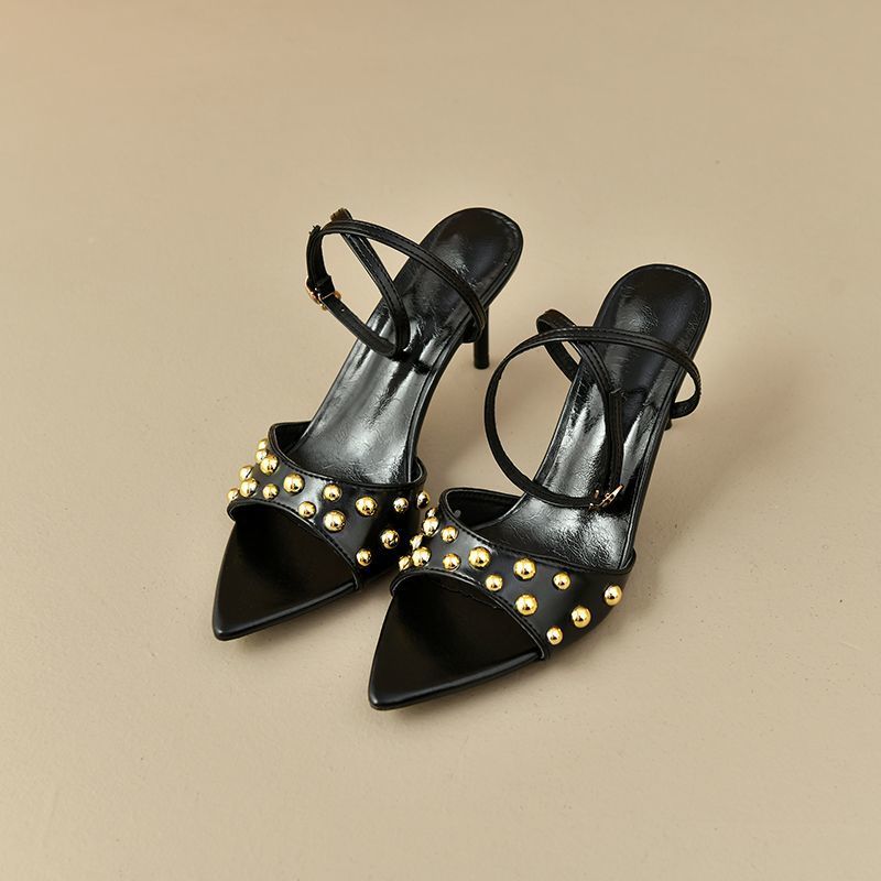 Damen elegante Slingback-Pumps mit goldenen Nieten EB
