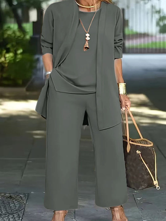 Damen lässiges und elegantes Zweiteiler-Set mit weitem Schnitt und modernen Akzenten EB