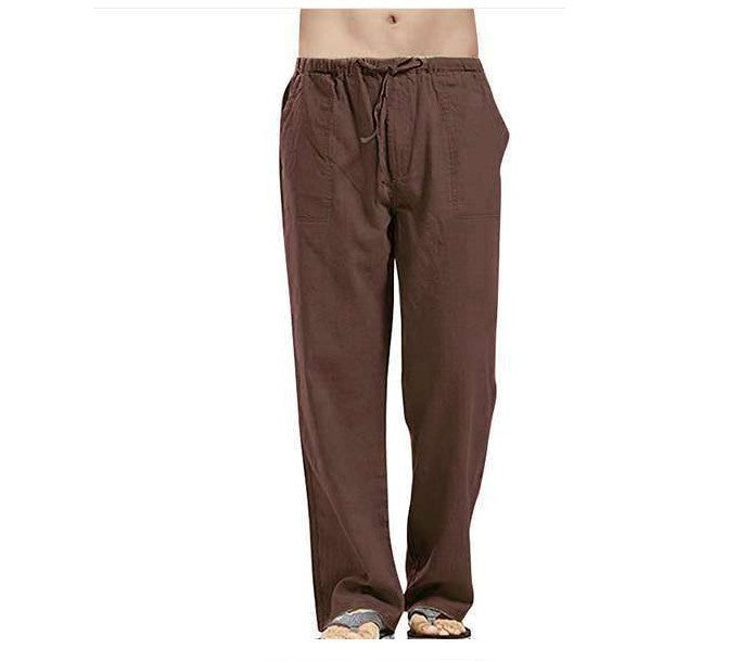 Herren nan lockere Leinenhose mit Tunnelzugbund und geradem Bein EB