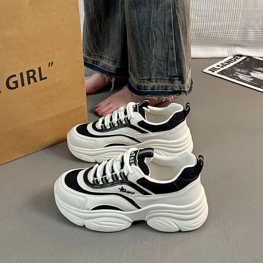 Damen modische Chunky Sneakers mit atmungsaktiver Mesh-Oberfläche und gepolsterter Sohle EB