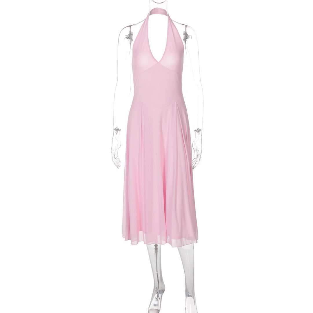 Damen Halter Maxikleid mit fließendem Schnitt EB