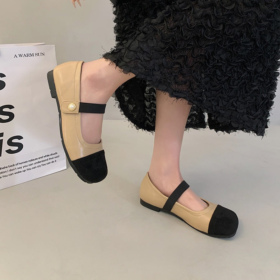 Damen Ballerinas mit elegantem Riemchen und modischer Perlenverzierung EB