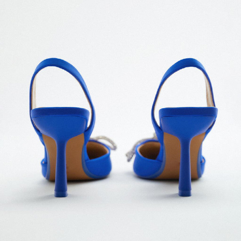 Damen Slingback Pumps mit funkelndem Schleifenakzent und elegantem Absatz EB