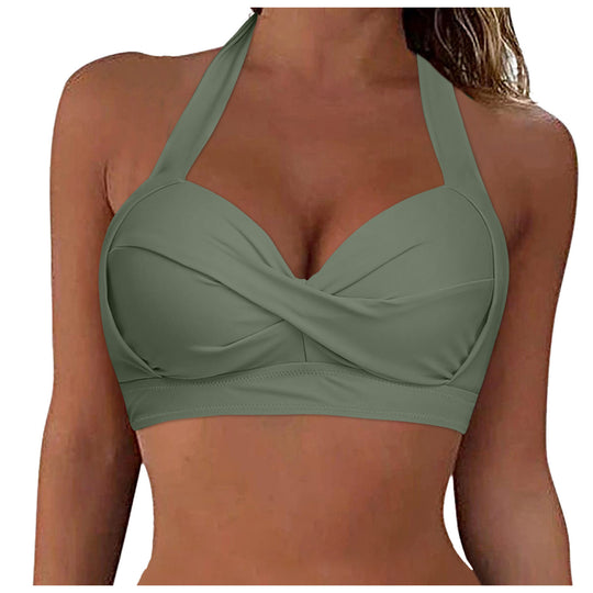 Damen Sportliches Bikinioberteil mit tiefem Ausschnitt und Halter-Design EB