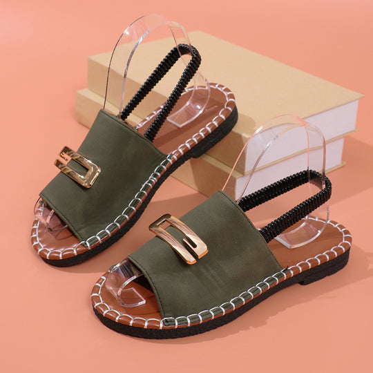 Damen Slingback Sandalen mit dekorativem Riemen und rutschfester Sohle EB
