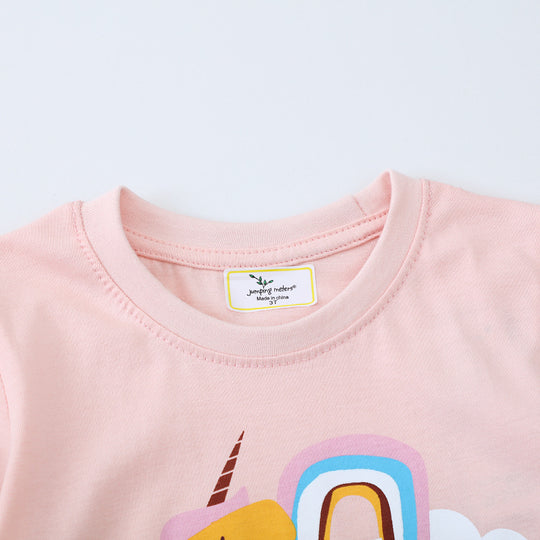 Mädchen T-Shirt mit buntem Einhornmotiv EB
