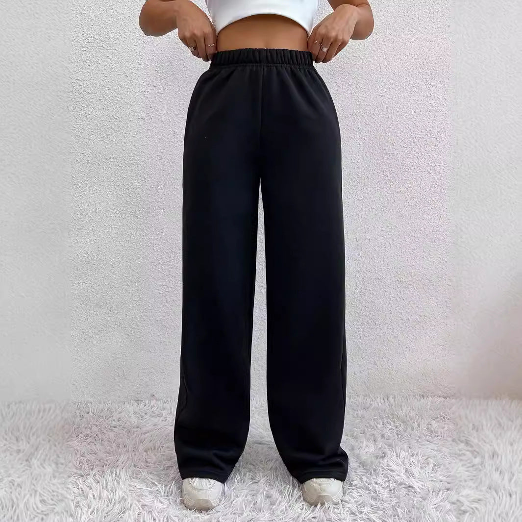 Damen Bequeme High-Waist Freizeithose mit weitem Schnitt EB