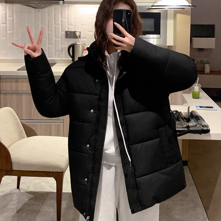 Damen klassische Pufferjacke mit hohem Kragen und praktischen Taschen EB
