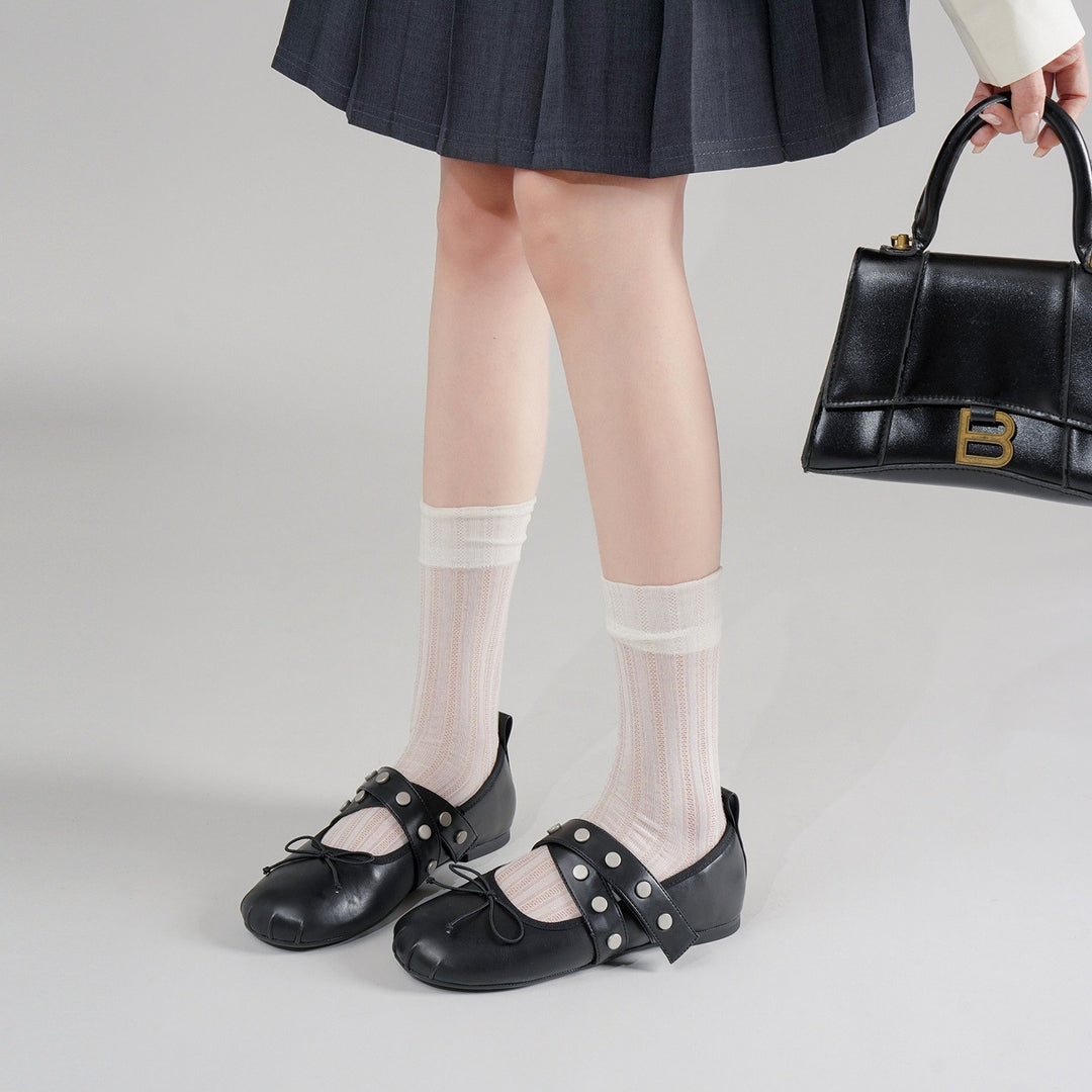 Damen Ballerinas mit modischem Schnallen- und Schleifendetail EB