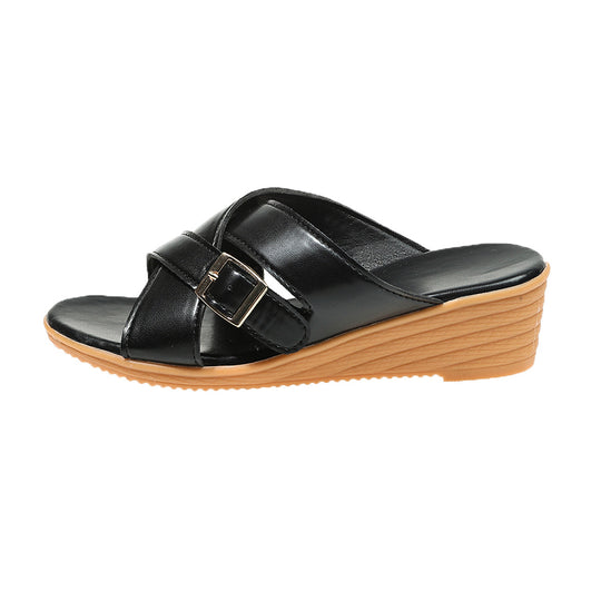 Damen Wedge-Sandaletten mit dekorativer Schnalle EB