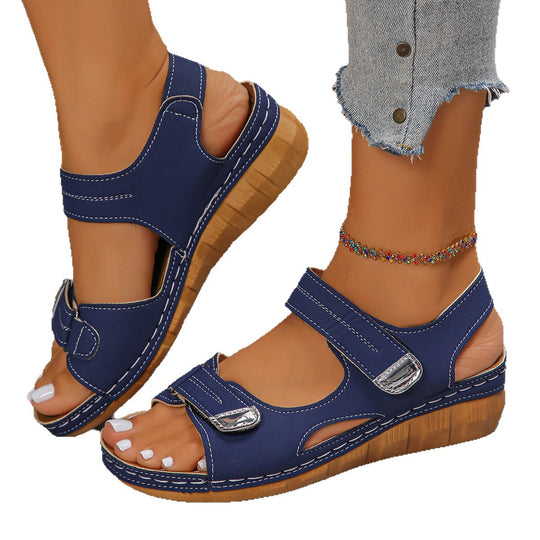 Damen Komfortable Riemensandalen mit verstellbaren Klettverschlüssen EB