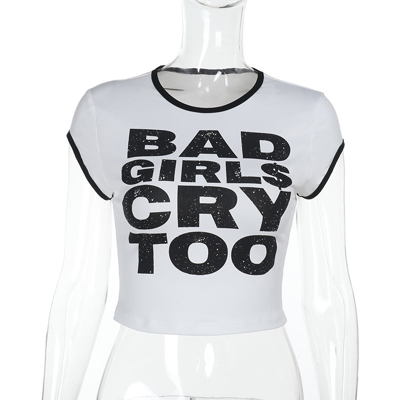 Damen-Crop-Top mit auffälligem Grafikdruck EB