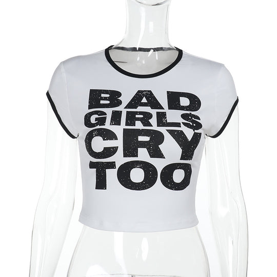 Damen-Crop-Top mit auffälligem Grafikdruck EB
