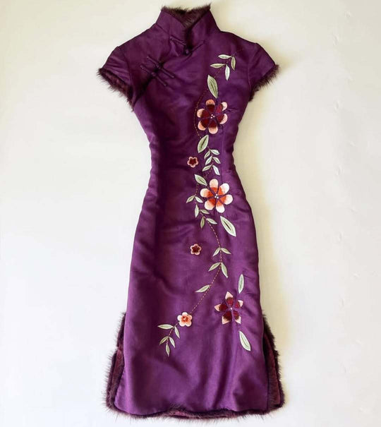 Damen Elegant besticktes Chiffon-Kleid EB