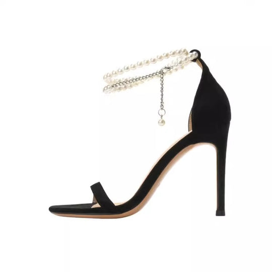 Damen elegante High Heels mit Perlenschmuck EB