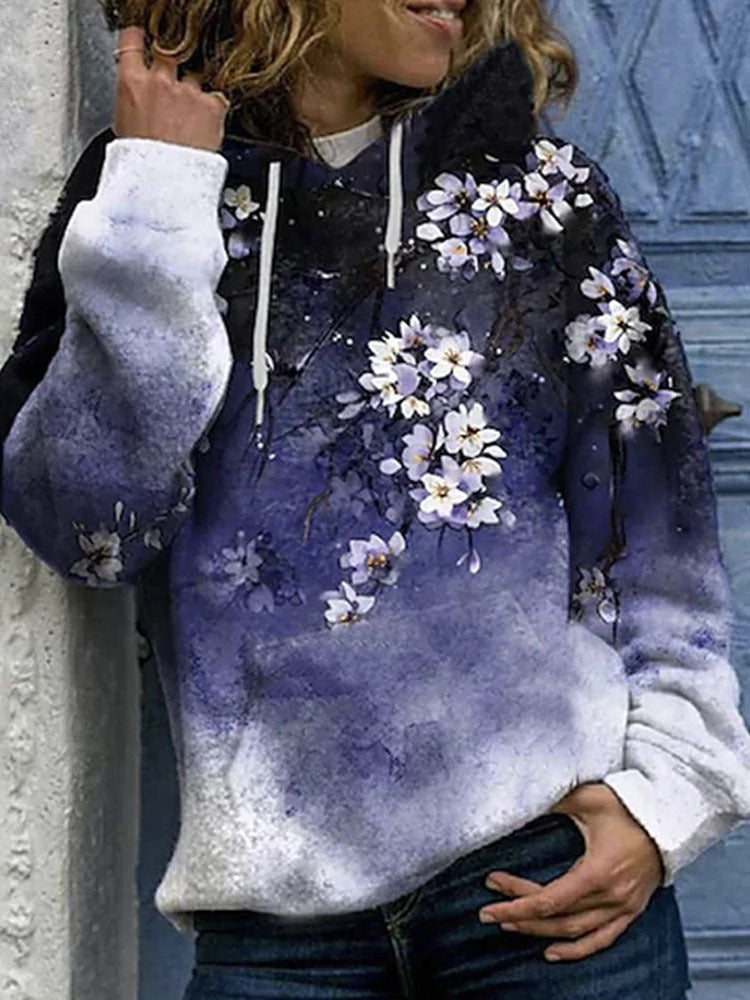 Damen Halloween Kapuzenpullover mit Kürbis- und Katzenprint, Paillettenbesatz und Oversize-Schnitt EB