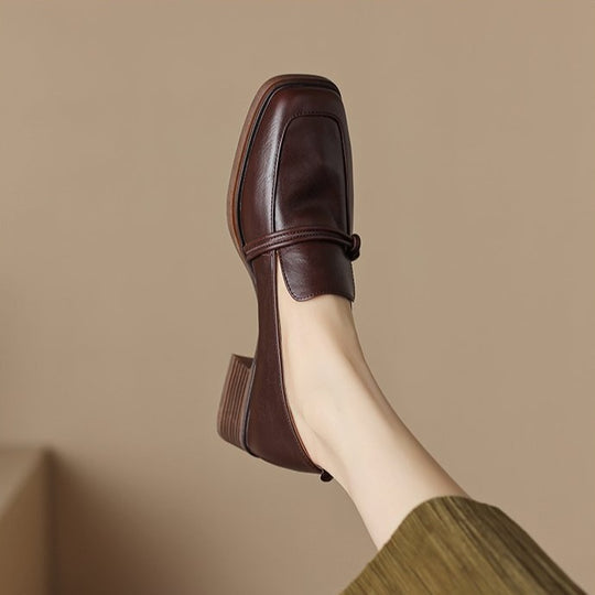 Damen elegante Loafers mit komfortablem Blockabsatz EB
