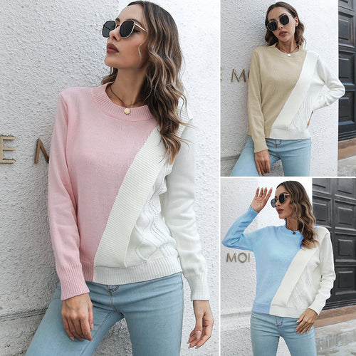 Damen modischer Pullover mit strukturiertem Design EB