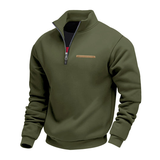 Herren nan Halbzip-Sweatshirt aus schwerem Fleece mit Stehkragen und verdeckter Brusttasche EB