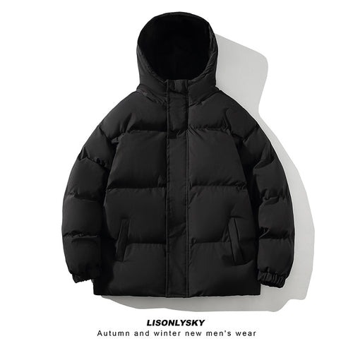 Herren gesteppte Winterjacke mit hohem Kragen und seitlichen Taschen EB