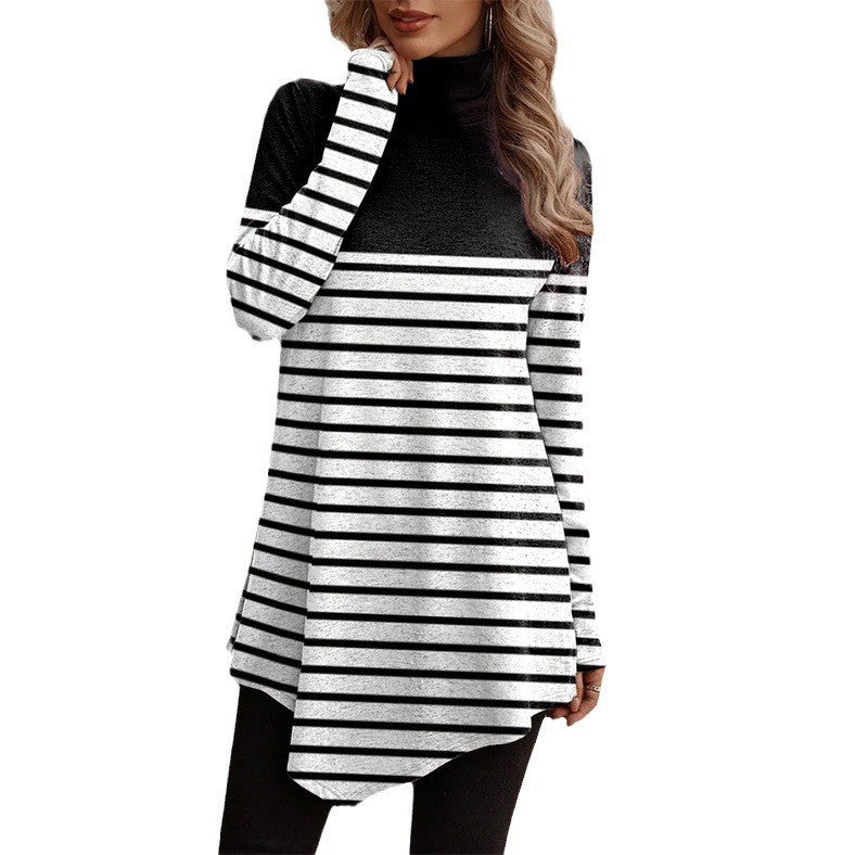 Damen Tunika mit floralem Design und hohem Kragen EB