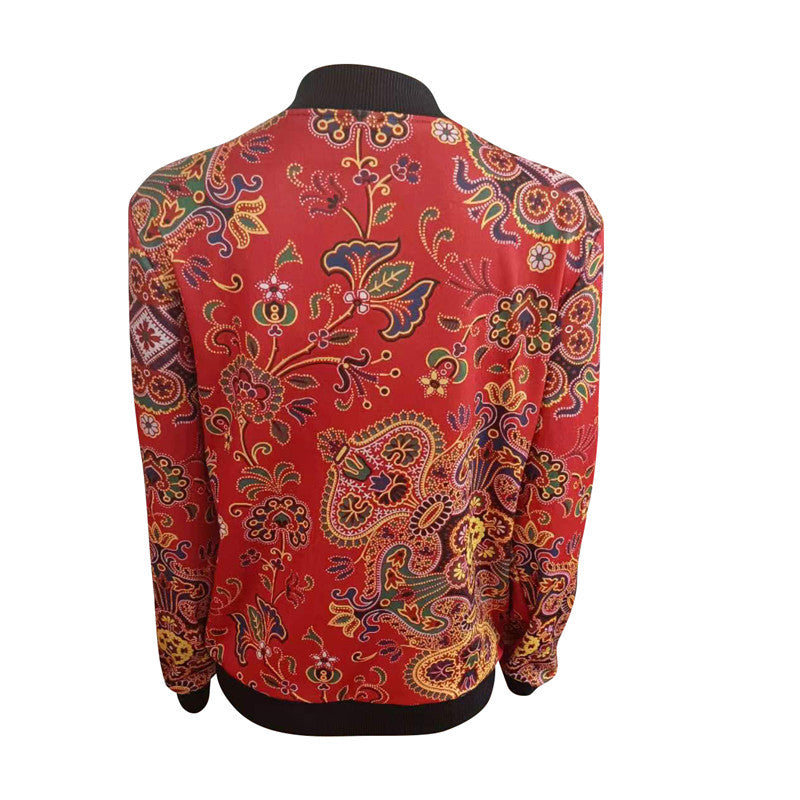 Damen trendiger Bomberjacke mit buntem Mandala-Muster EB