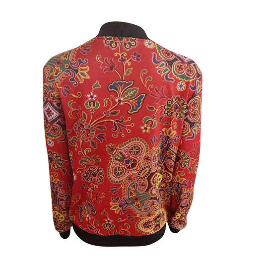 Damen trendiger Bomberjacke mit buntem Mandala-Muster EB