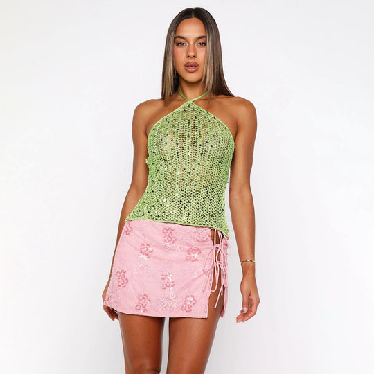 Damen Glitzerndes Netzoberteil mit raffinierten Details EB