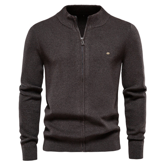 Herren Strickjacke mit modischem Stehkragen und Reißverschluss EB
