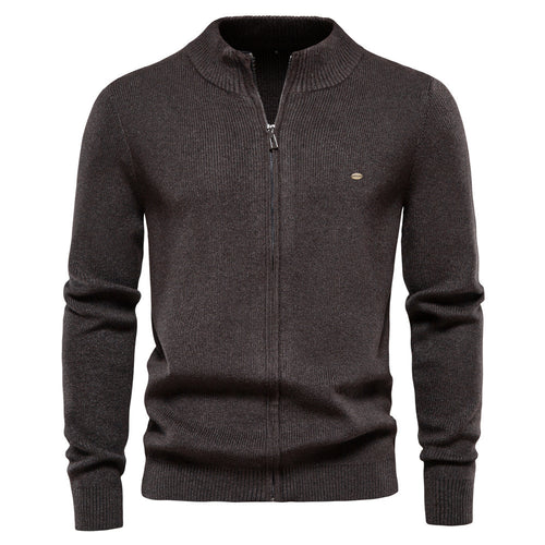 Herren Strickjacke mit modischem Stehkragen und Reißverschluss EB
