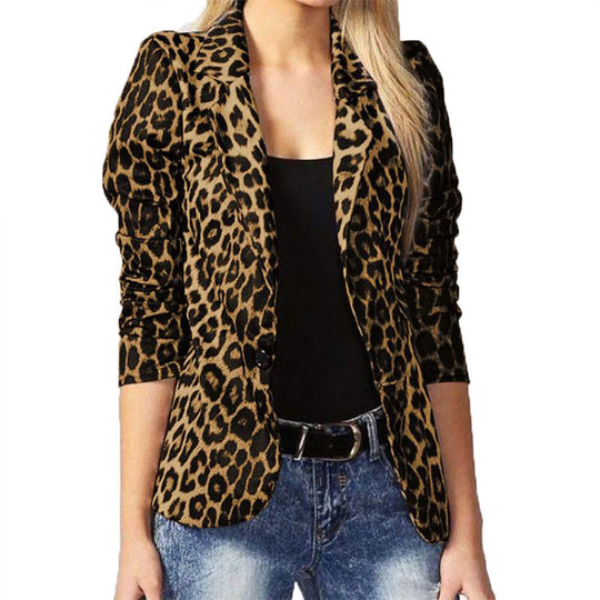 Damen Modischer Blazer mit Animal-Print EB